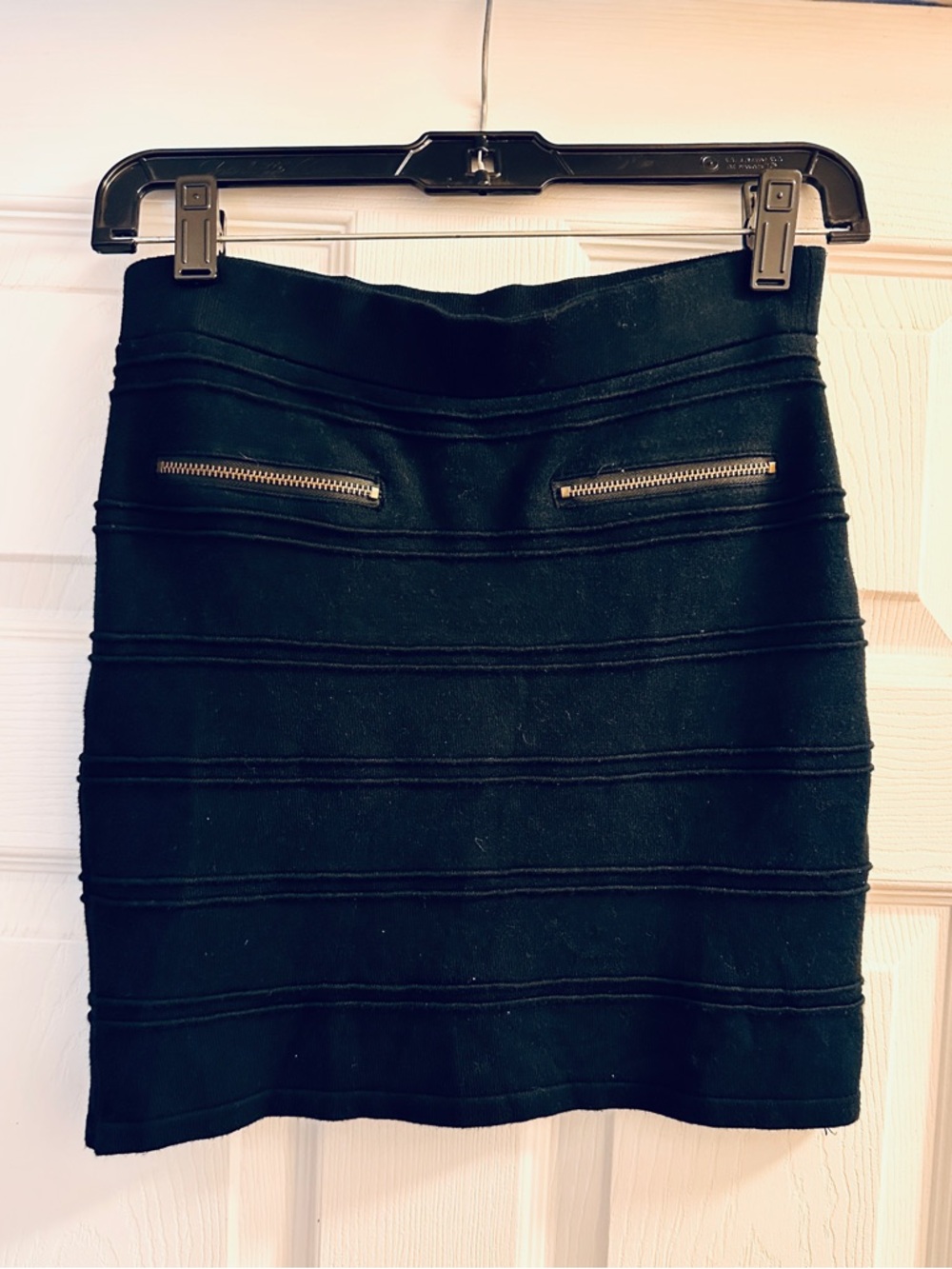 Classic Black Bandage 2000s Y2K Mini Skirt with Zip Detail